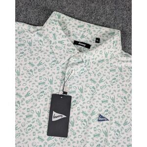Breezy Golf The Teaser Polo Shirt Mens XL Green Money All Over Print NWT